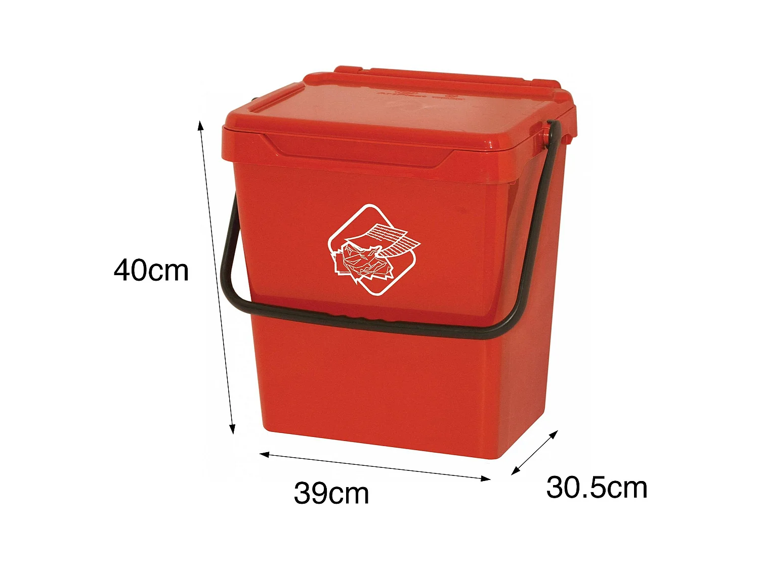 Dbertolacc Mülleimer, Abfallbehälter, Recyclingbehälter, Mülleimer, 100 % Made in Italy, 40 x 31 x 39 cm, Rot