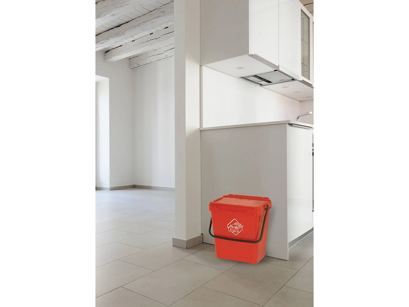 Poubelle Stavelot, poubelle, poubelle de recyclage, poubelle, 100% Made in Italy, 40x31h39 cm, Rouge