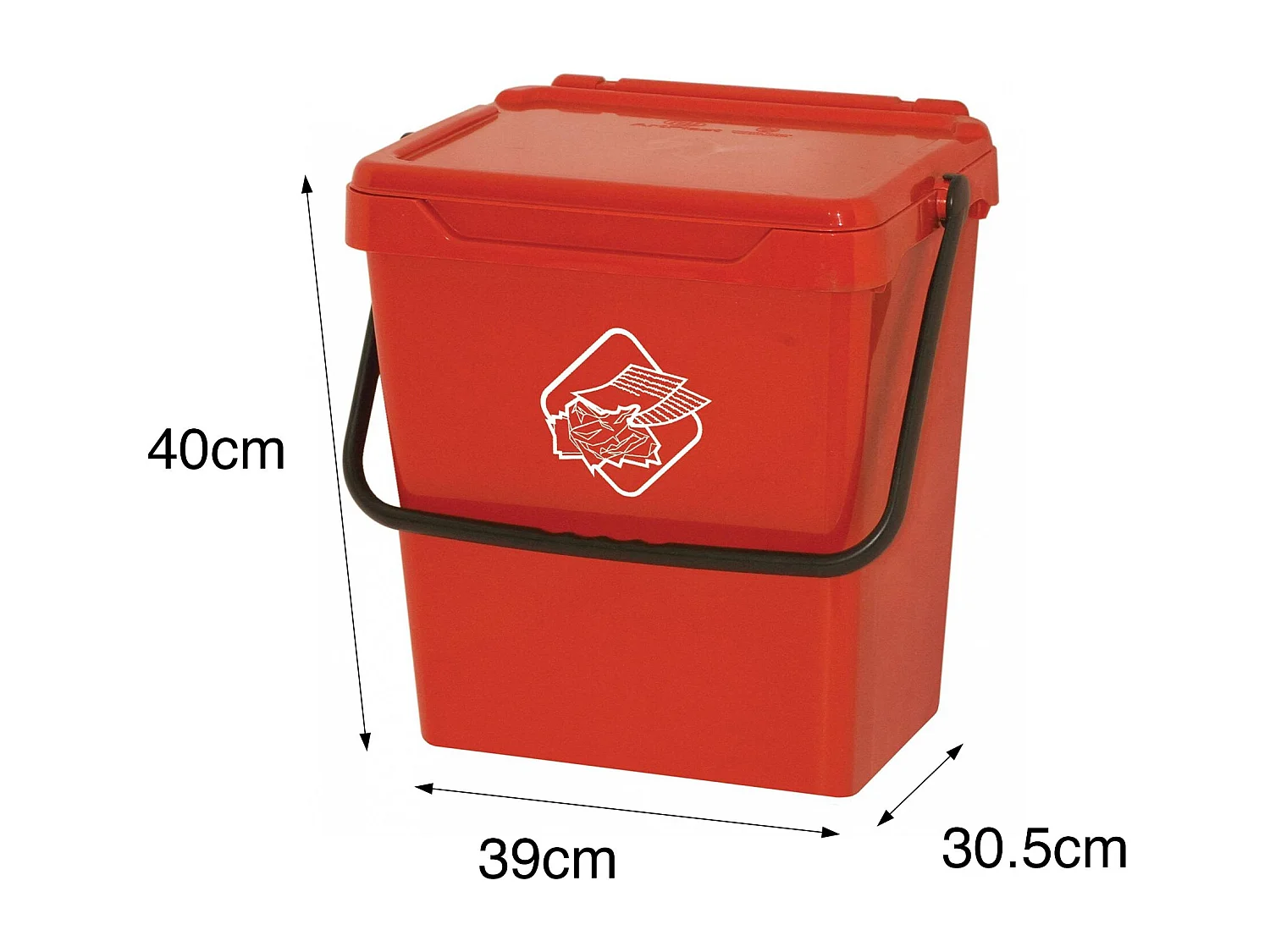 Poubelle Stavelot, poubelle, poubelle de recyclage, poubelle, 100% Made in Italy, 40x31h39 cm, Rouge
