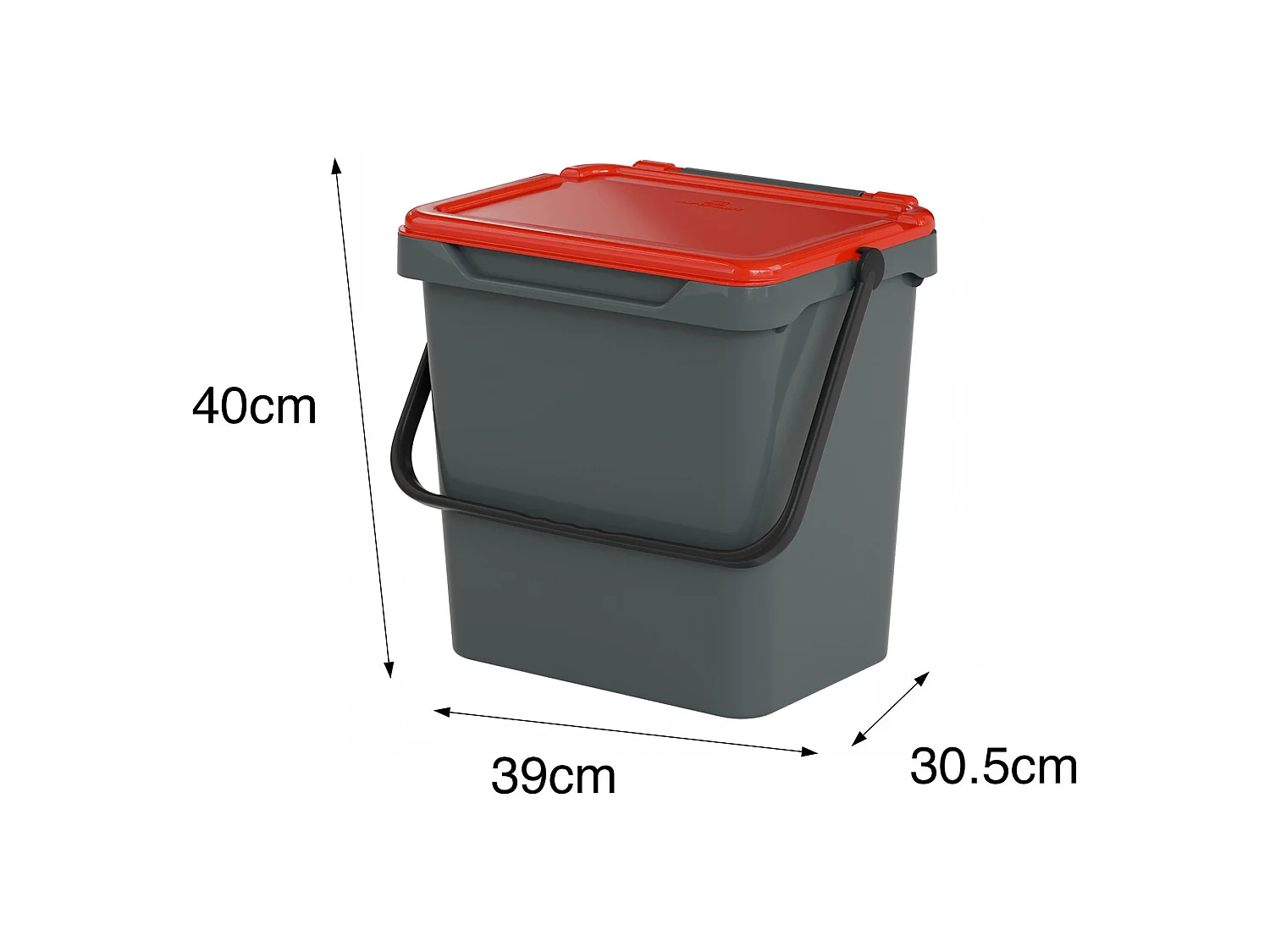 Caixote do lixo Foscas, Capacidade 37 lt Fabricado em Itália, 40x31x39h cm Vermelho, Contentor para resíduos, um cesto
