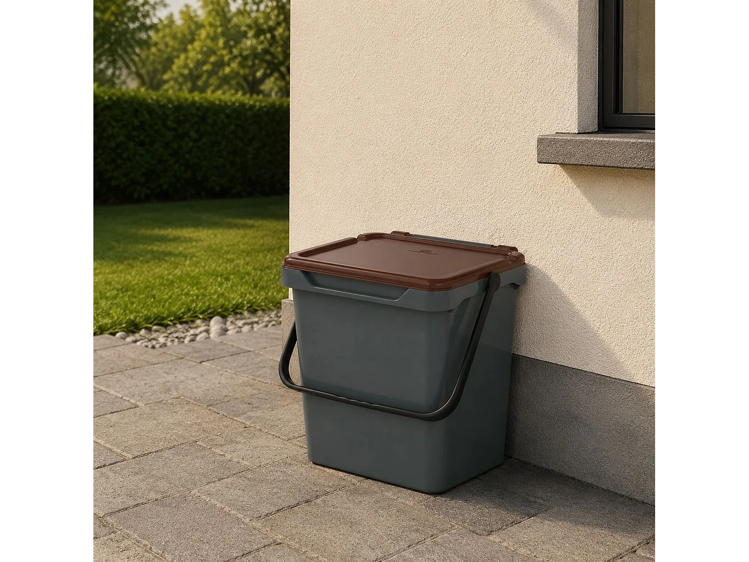 Poubelle Foscas, capacité 36 l fabriquée en Italie, 40x31x39h cm marron, conteneur à déchets, une corbeille