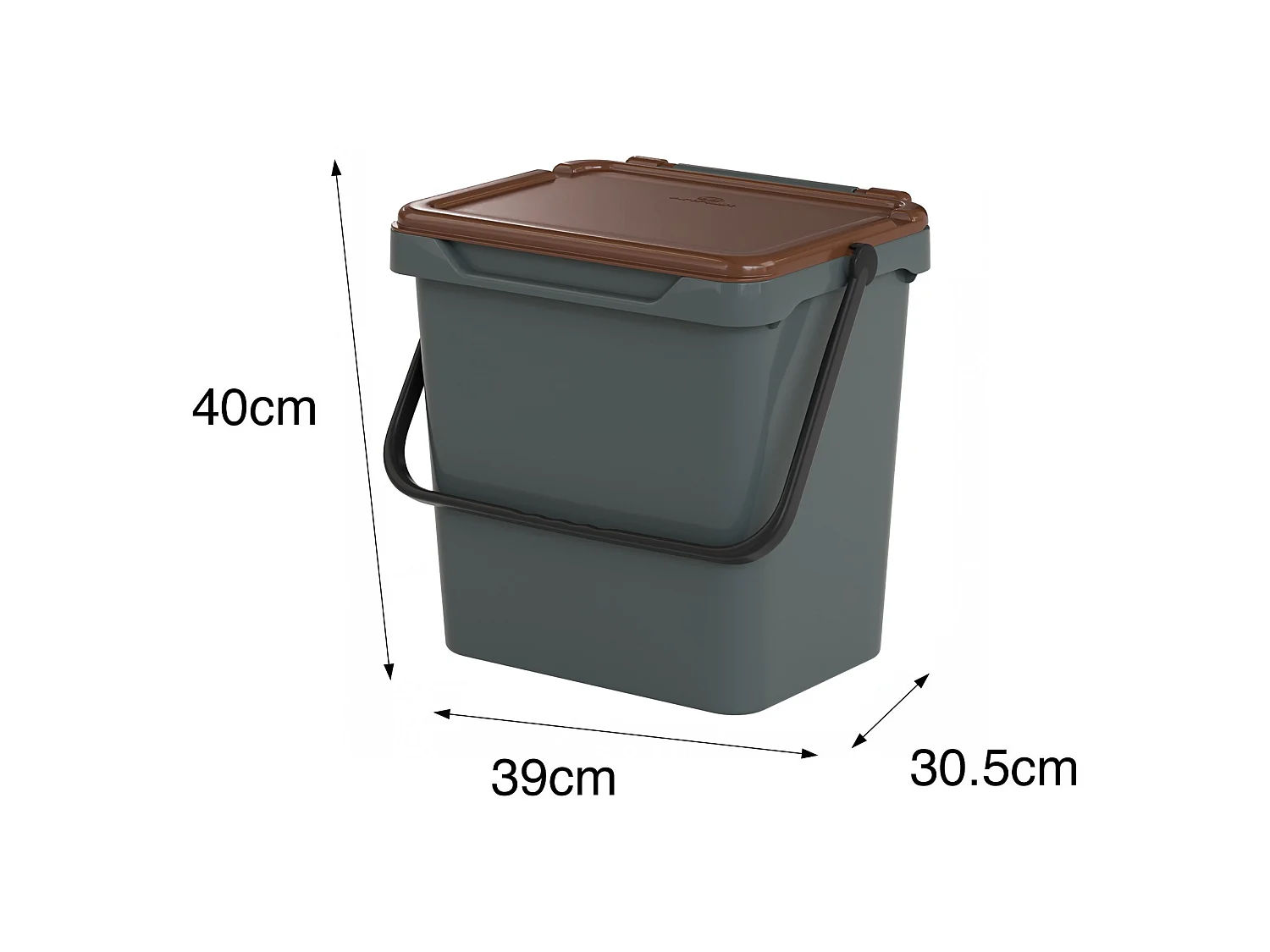 Poubelle Foscas, capacité 36 l fabriquée en Italie, 40x31x39h cm marron, conteneur à déchets, une corbeille