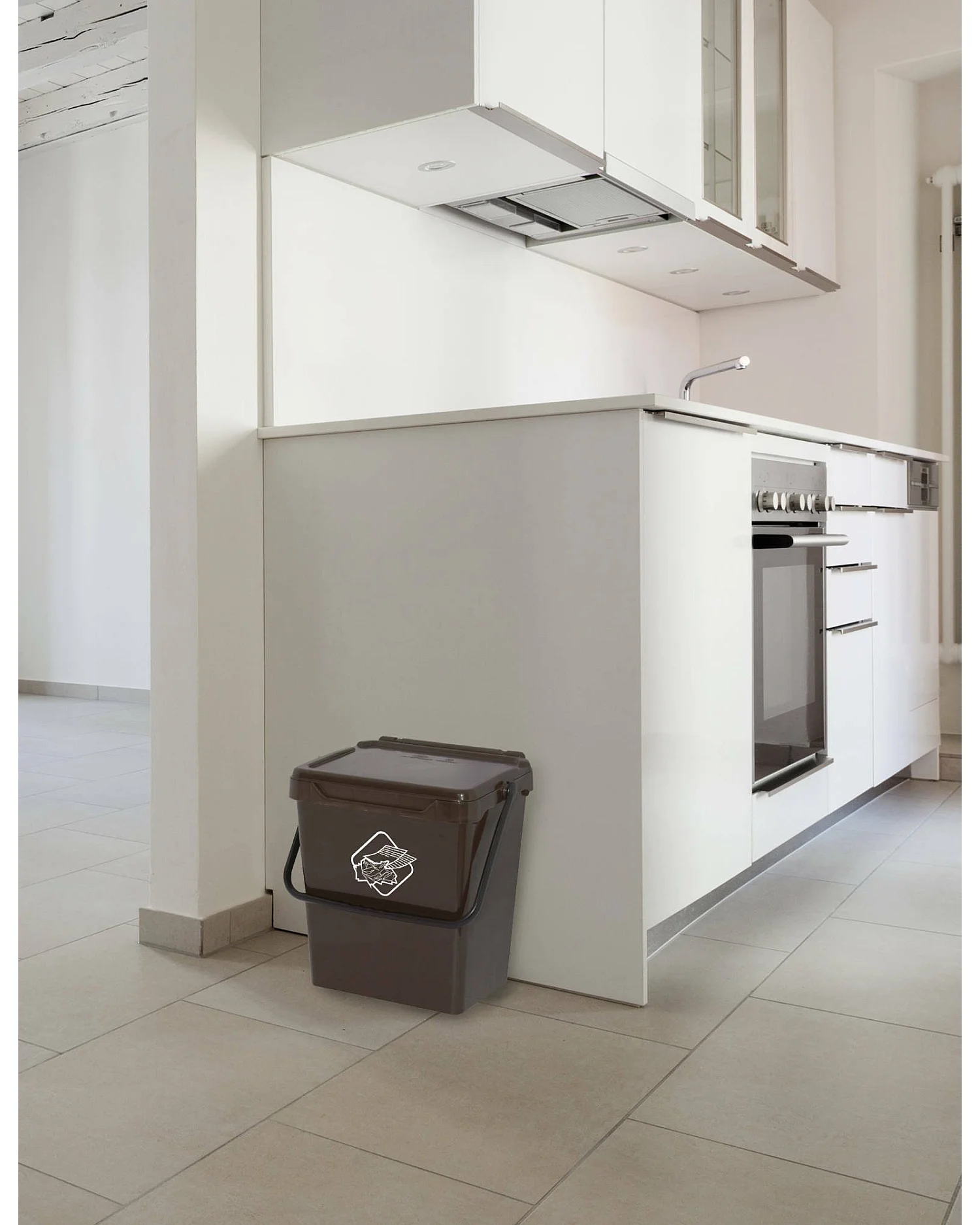 Poubelle Stavelot, poubelle, poubelle de recyclage, poubelle, 100% Made in Italy, 40x31h39 cm, Marron