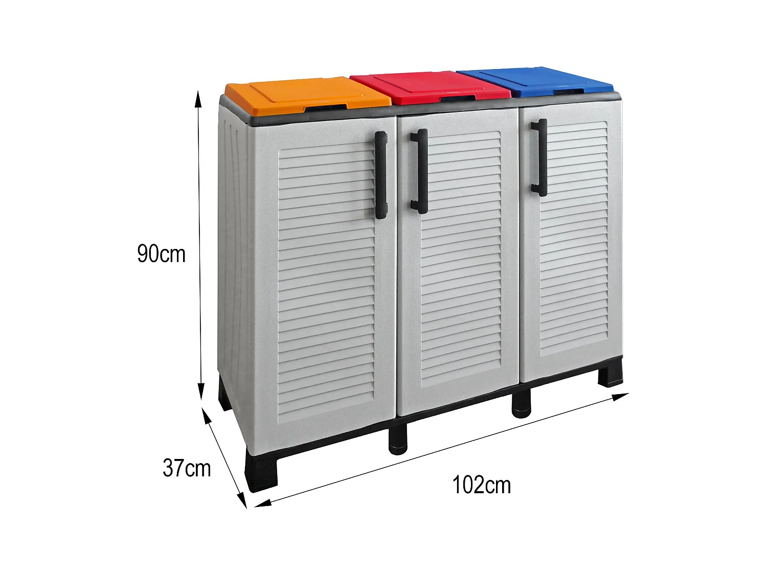 Dbacchett vuilnisbak, Vuilnisbak, Prullenbak, 100% Made in Italy, 102x37h90 cm, Lichtgrijs en Veelkleurig