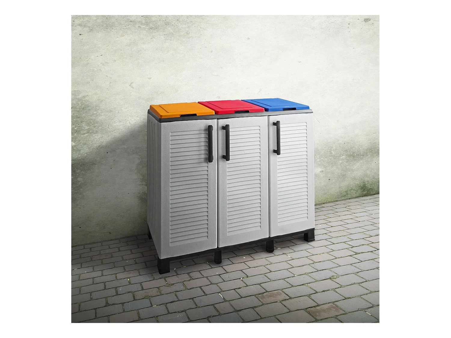 Dbacchett vuilnisbak, Vuilnisbak, Prullenbak, 100% Made in Italy, 102x37h90 cm, Lichtgrijs en Veelkleurig
