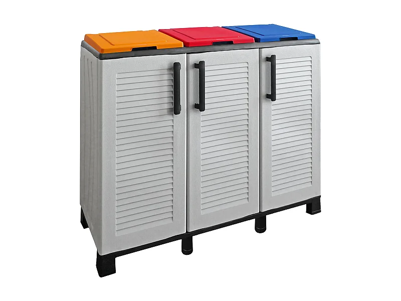 Dbacchett vuilnisbak, Vuilnisbak, Prullenbak, 100% Made in Italy, 102x37h90 cm, Lichtgrijs en Veelkleurig