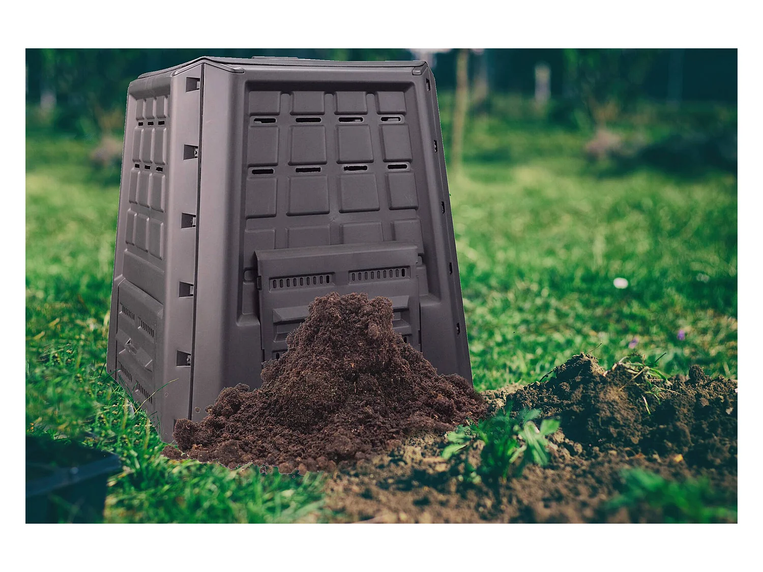 Abfallbehälter Dartistic, Gartenkomposter, Behälter für Heimkompostierung, 100 % Made in Italy, 80 x 80 x 82 cm, Anthrazit