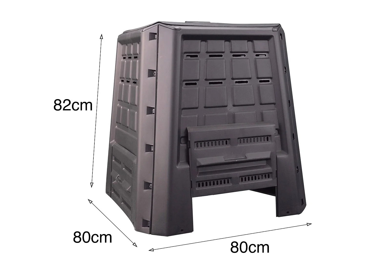 Poubelle Herne, Composteur de jardin, Conteneur pour compostage domestique, 100% Made in Italy, 80x80h82 cm, Anthracite