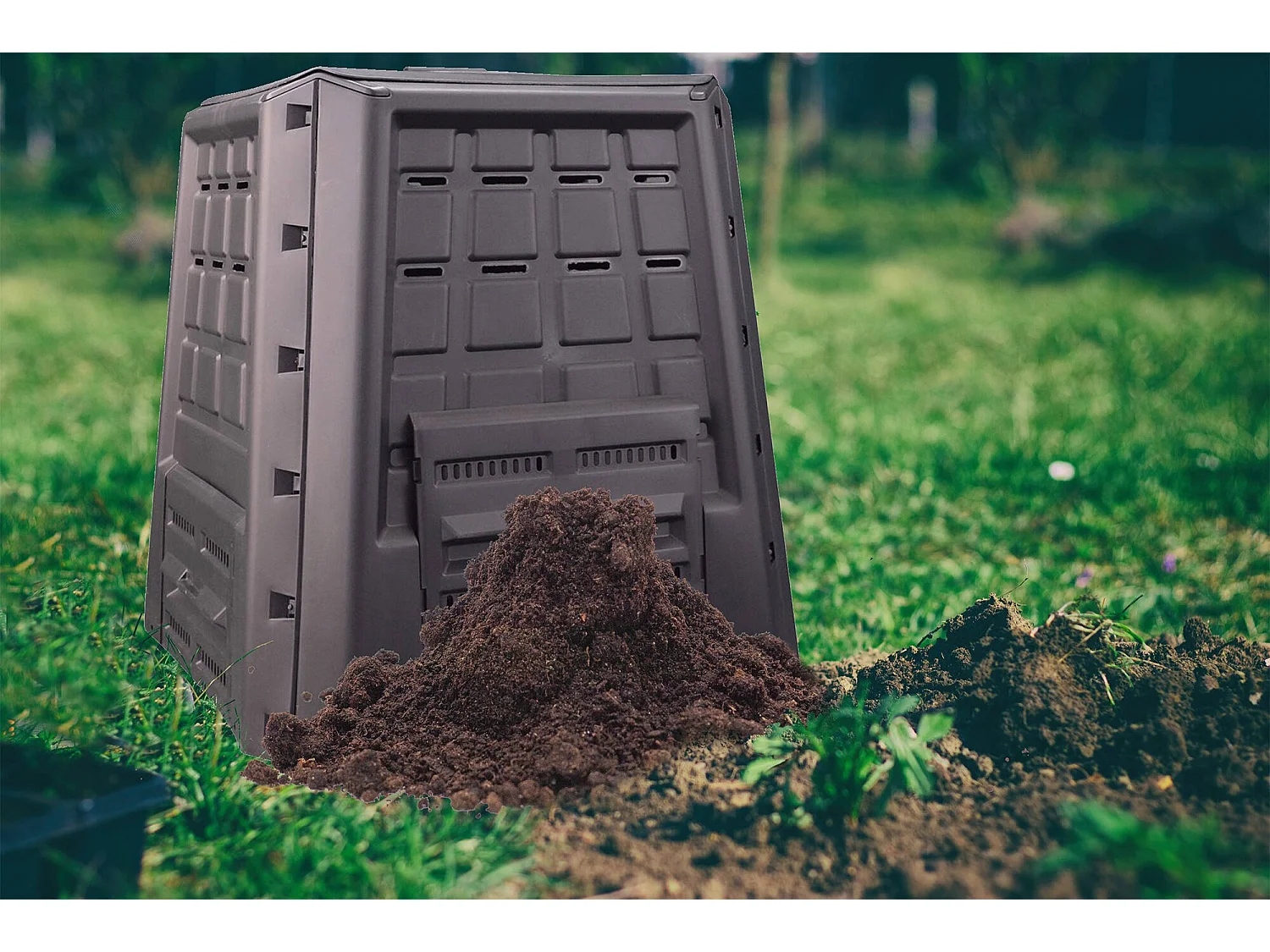 Dartistische vuilnisbak, tuincomponist, huishoudelijke composteercontainer, 100% gemaakt in Italië, 80x80h82 cm, antraciet