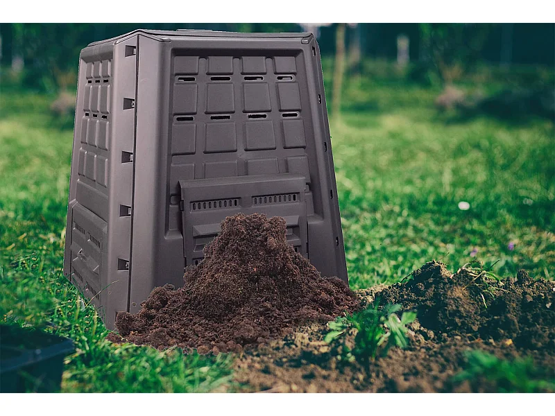 Dartistische vuilnisbak, tuincomponist, huishoudelijke composteercontainer, 100% gemaakt in Italië, 80x80h82 cm, antraciet