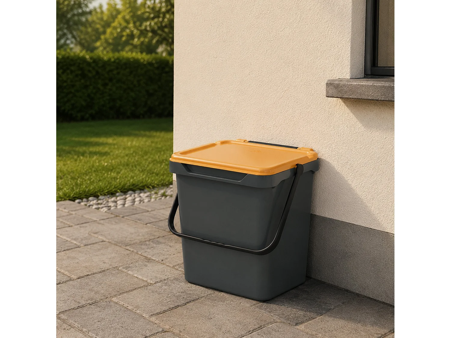 Lixeira Foscas, Capacidade 35 lt Fabricado em Itália, 40x31x39h cm Amarela, Contentor para resíduos, um cesto