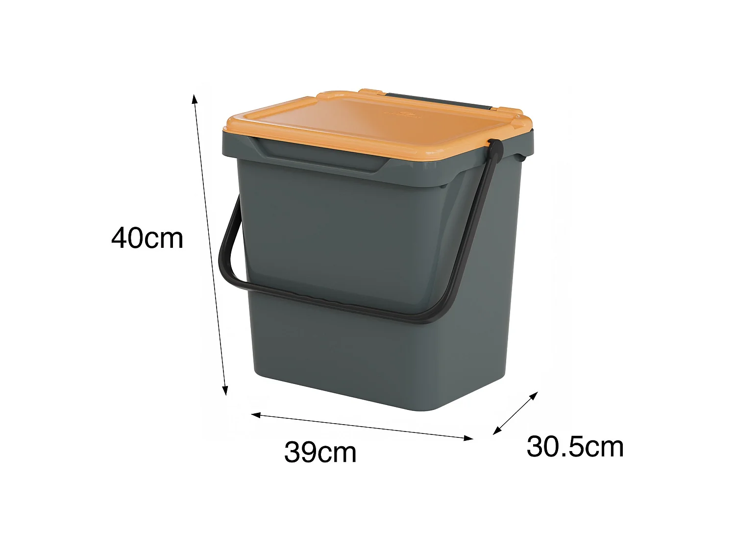 Lixeira Foscas, Capacidade 35 lt Fabricado em Itália, 40x31x39h cm Amarela, Contentor para resíduos, um cesto