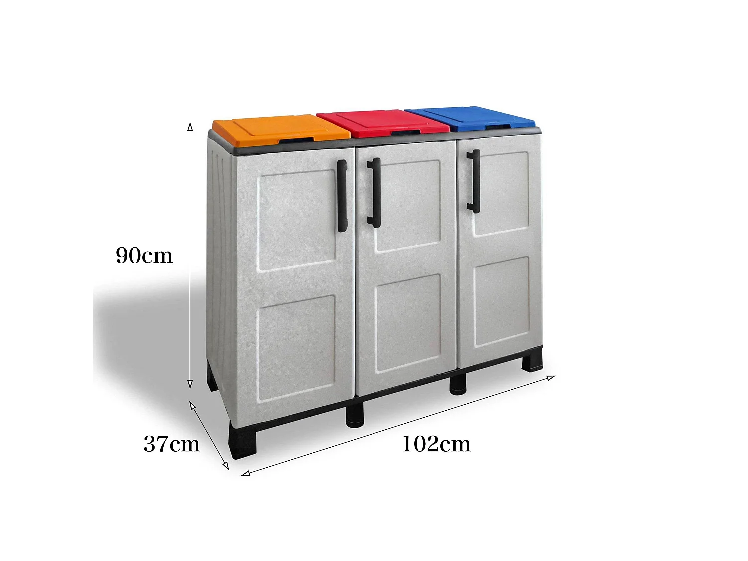 Pattumiera Anthea, Capacità 330 (110 per Sacco) Made in Italy, 37x102x90h cm Grigio Chiaro