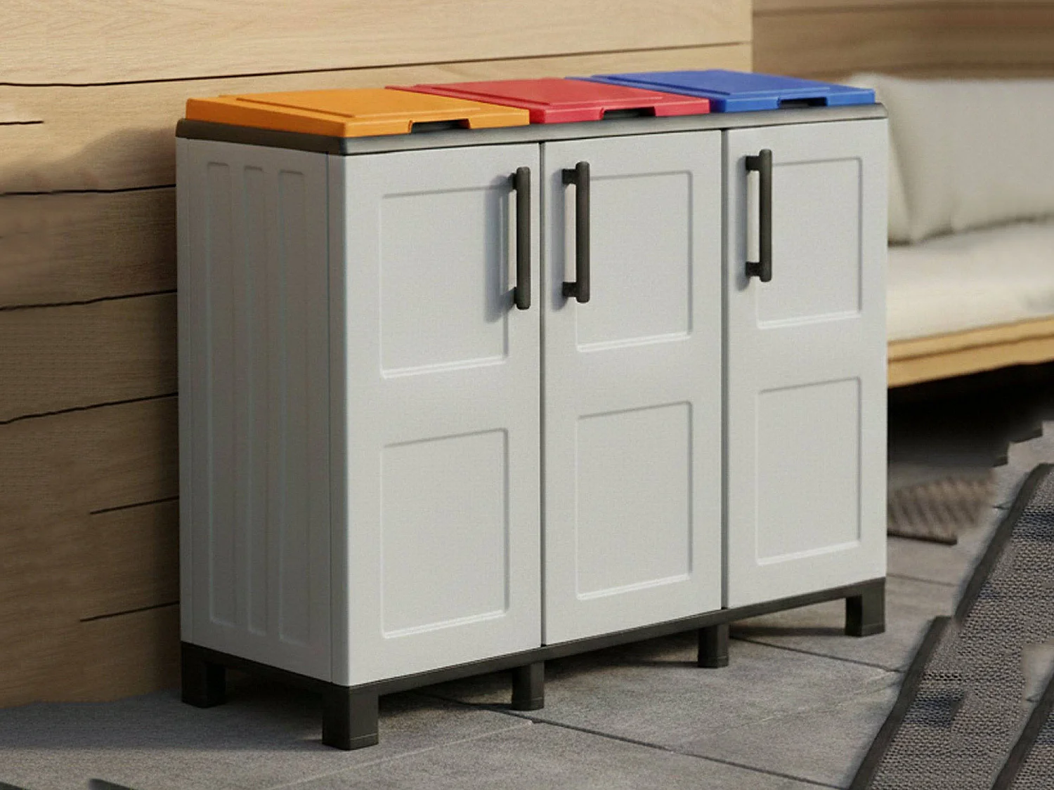 Pattumiera Anthea, Capacità 330 (110 per Sacco) Made in Italy, 37x102x90h cm Grigio Chiaro
