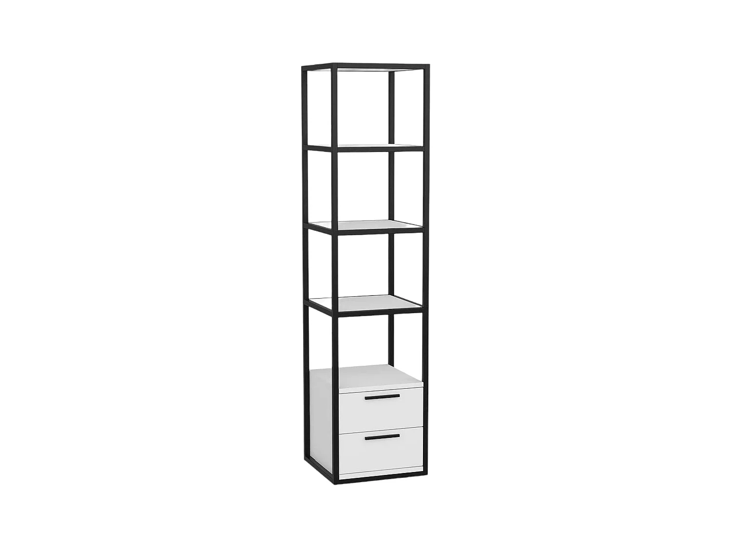 Bücherregal Dfogliat, Büroregal, Mobiler Buchhalter, Bücherbrett, 39x39h169 cm, WeiÃŸ und Schwarz