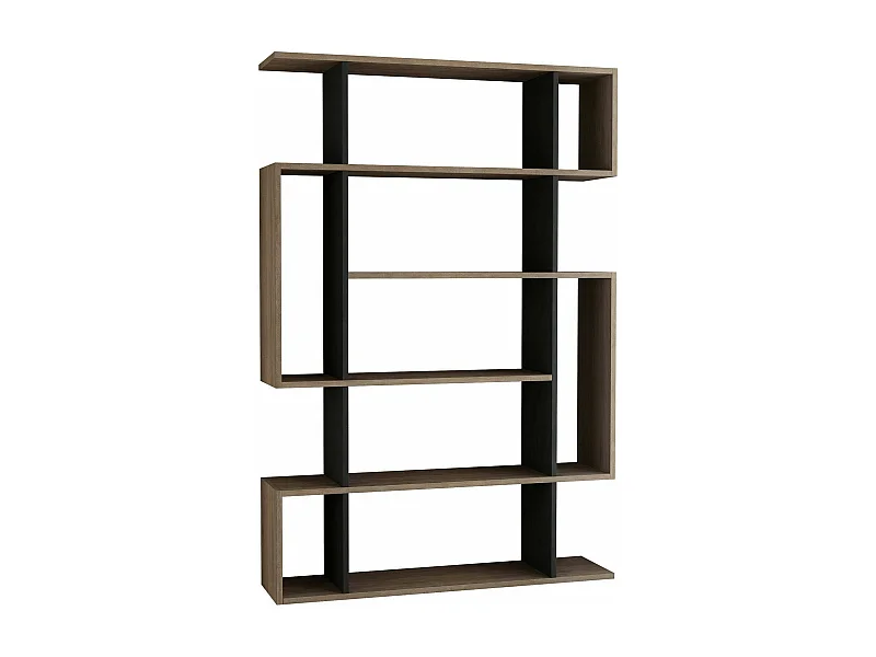 Bibliothèque Adhara, Etagère de bureau, Porte-livre mobile, Librairie, 110x26h161 cm, Chêne et Anthracite