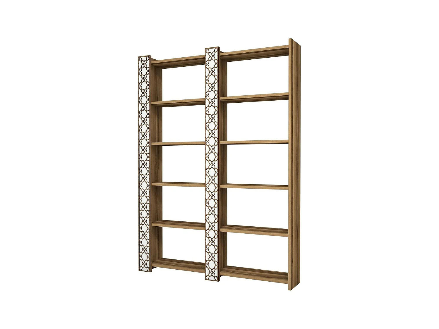 Bibliothèque Alula, Etagère de bureau, Porte-livre mobile, Librairie, 125x24h170 cm, Noyer et Blanc