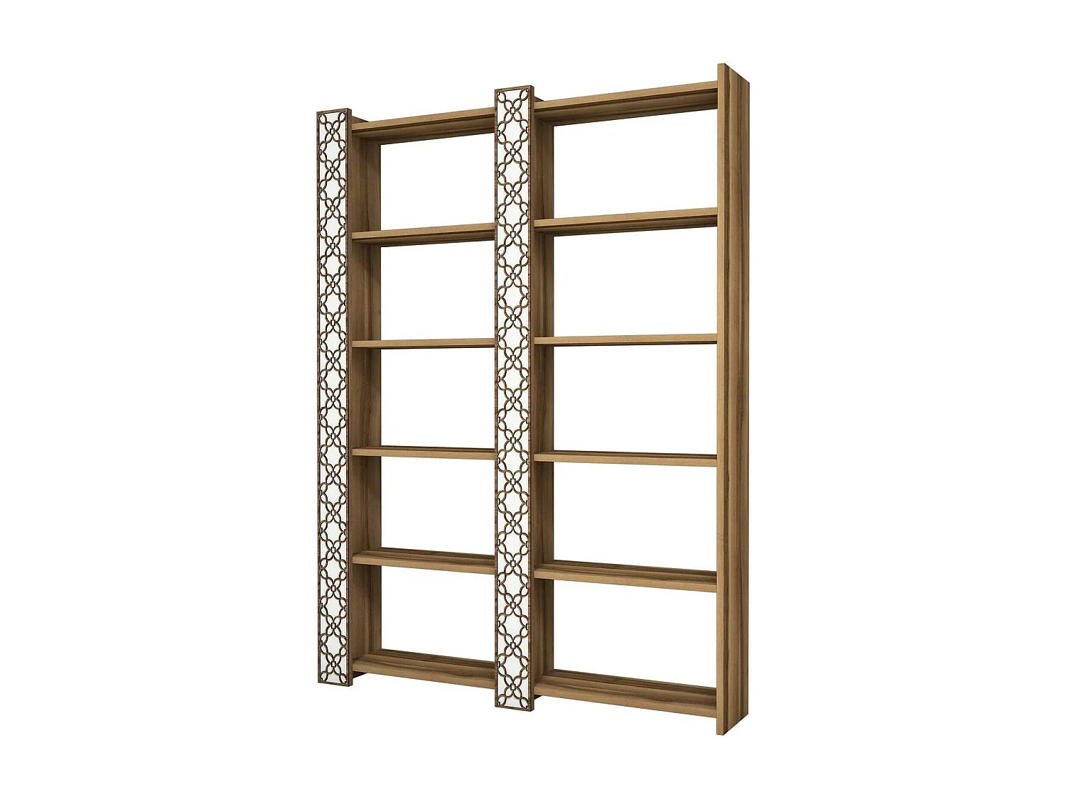 Bibliothèque Alula, Etagère de bureau, Porte-livre mobile, Librairie, 125x24h170 cm, Noyer et Blanc