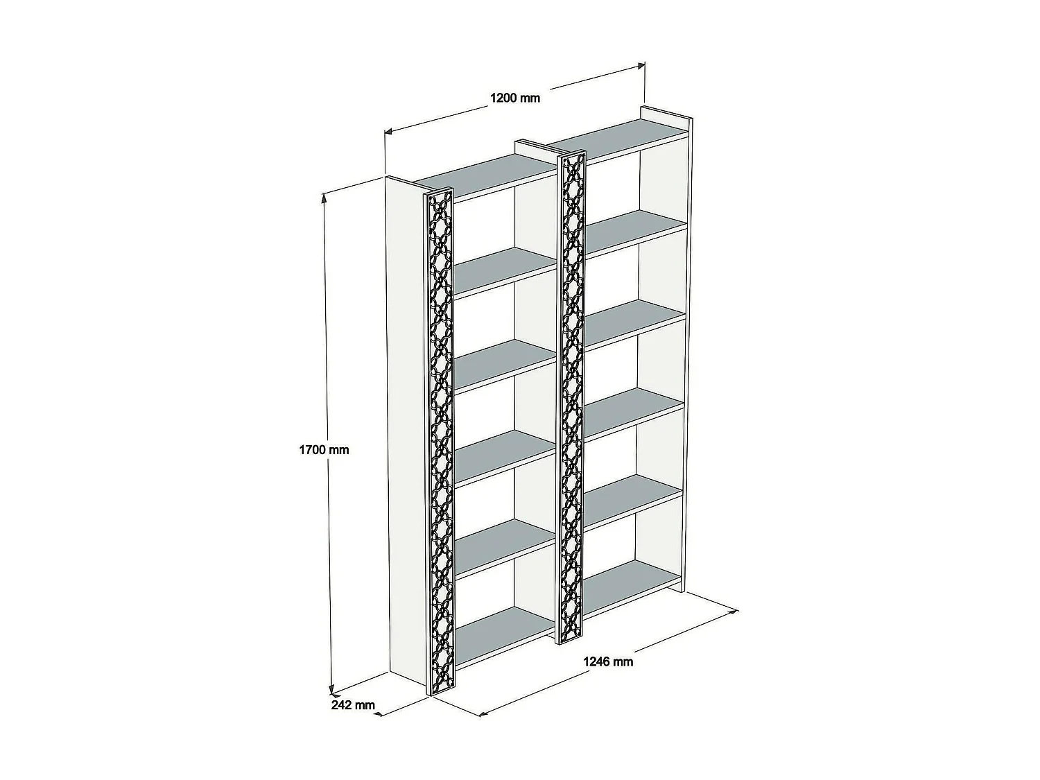 Bibliothèque Alula, Etagère de bureau, Porte-livre mobile, Librairie, 125x24h170 cm, Noyer et Blanc
