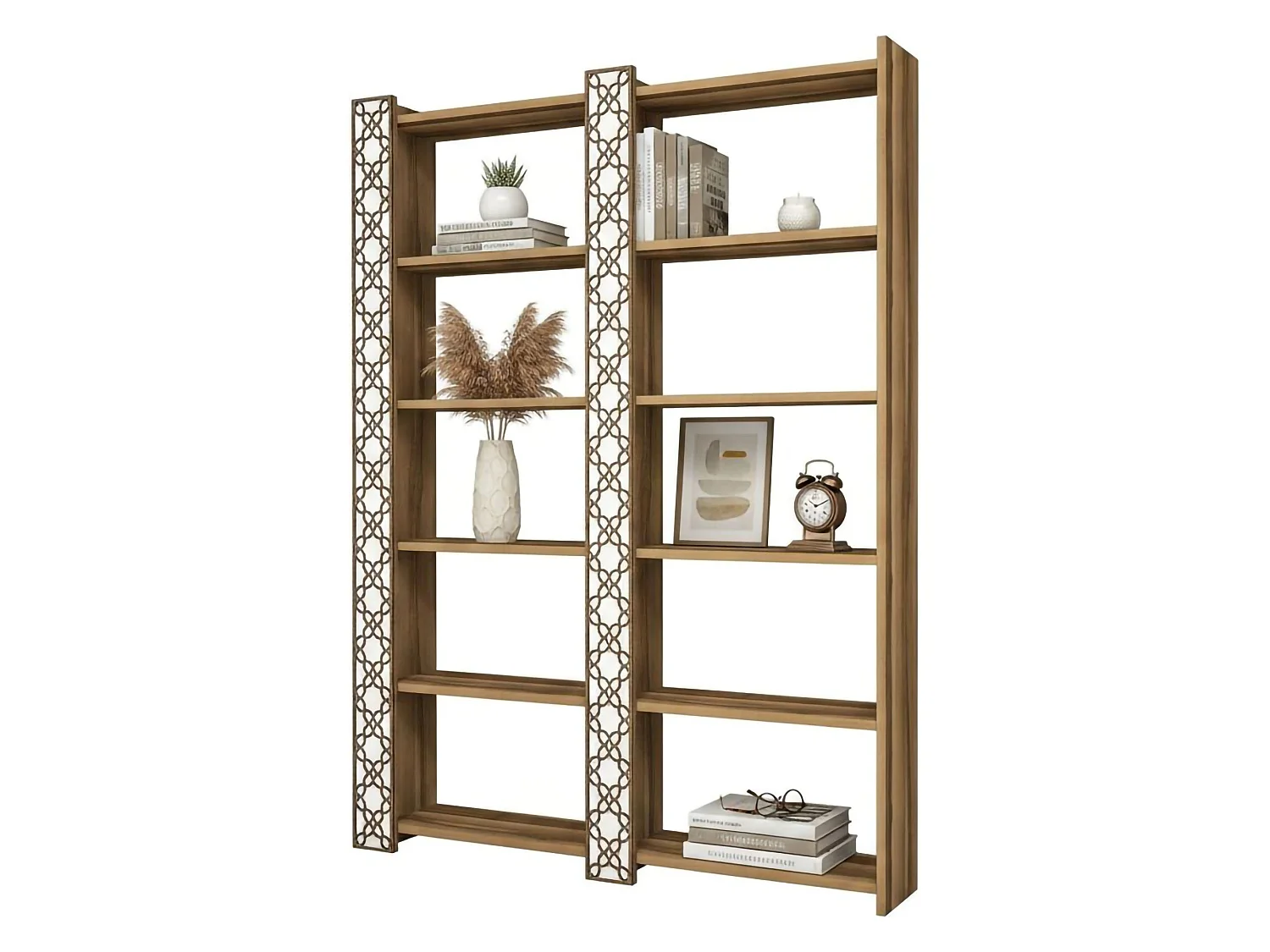 Bücherregal Destéve, Büroregal, Mobiler Buchhalter, Bücherbrett, 125x24h170 cm, Walnuss und WeiÃŸ