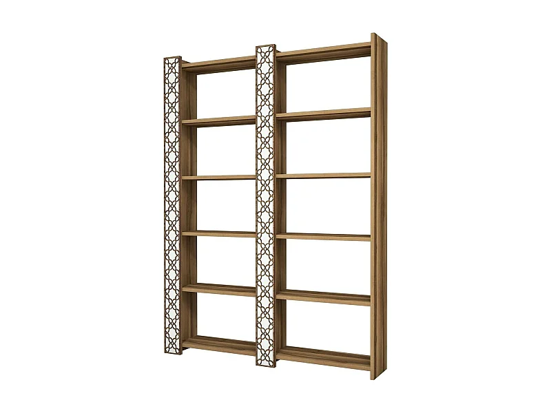 Destéve Boekenkast, Kantoorplank, Mobiel portaalIbri, Bibliotheek, 125x24h170 cm, Walnoot en Wit