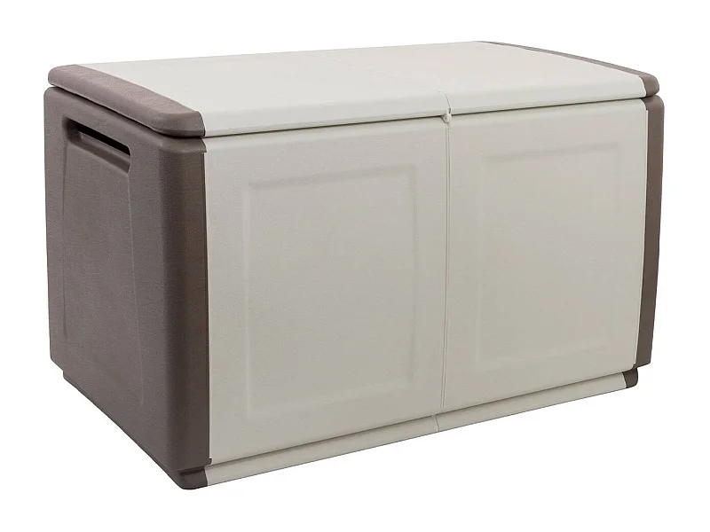 Coffre Brakel, Coffre polyvalent, Coffre de rangement, Boîte de rangement, 100% Made in Italy, 96x53h57 cm, Beige et Marron