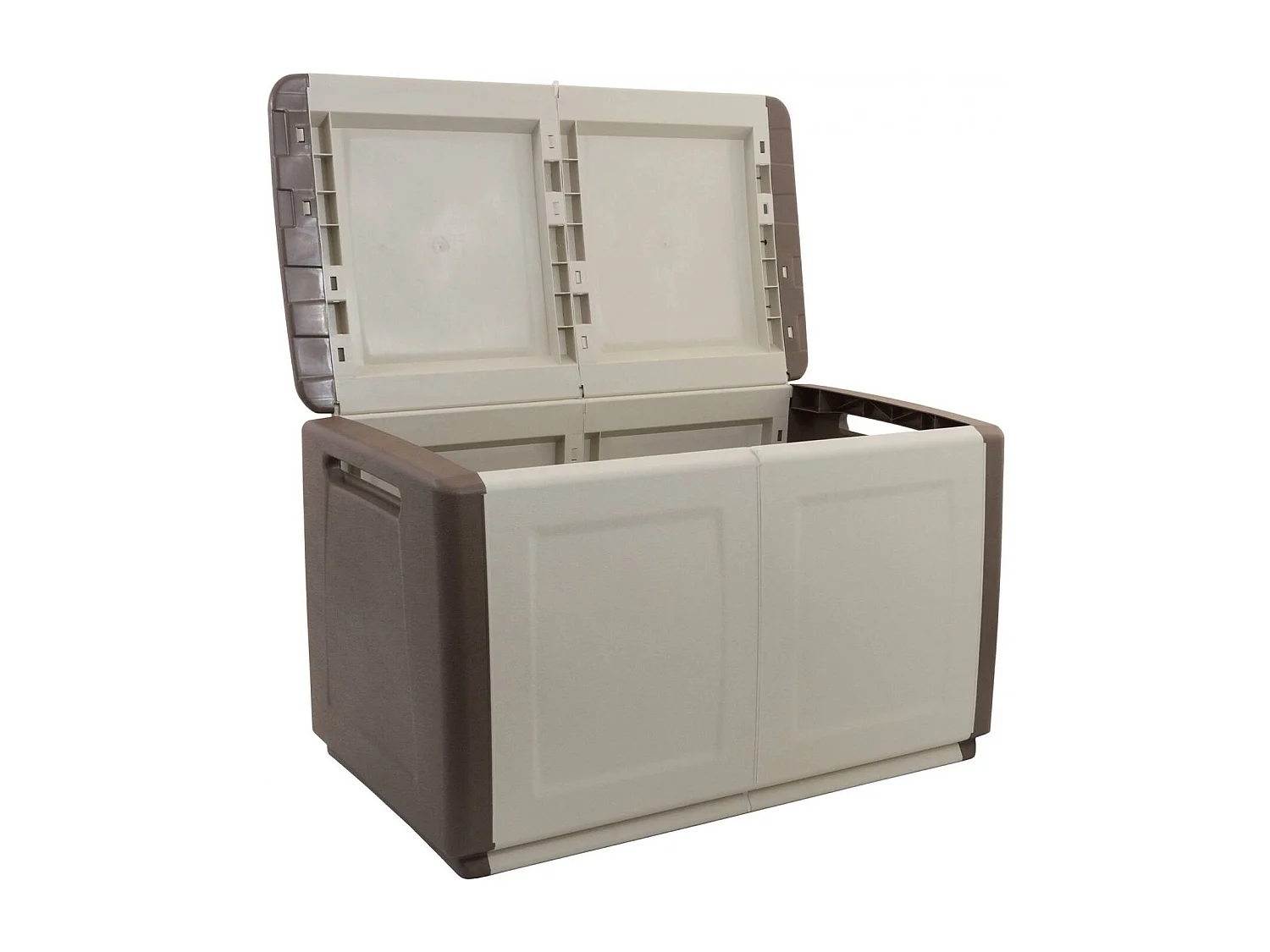 Coffre Brakel, Coffre polyvalent, Coffre de rangement, Boîte de rangement, 100% Made in Italy, 96x53h57 cm, Beige et Marron