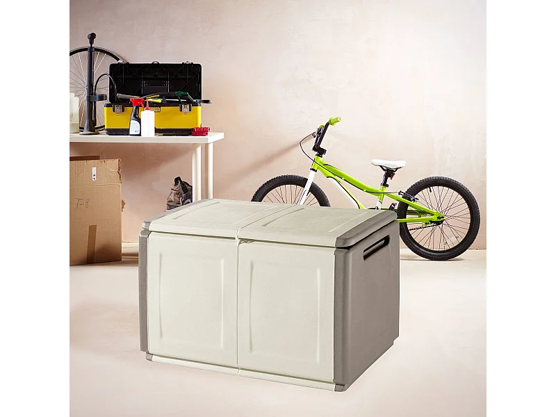 Daltomar-Koffer, Mehrzwecktruhe, Aufbewahrungskoffer, Aufbewahrungsbox, 100 % Made in Italy, 96 x 53 x 57 cm, Beige und Braun