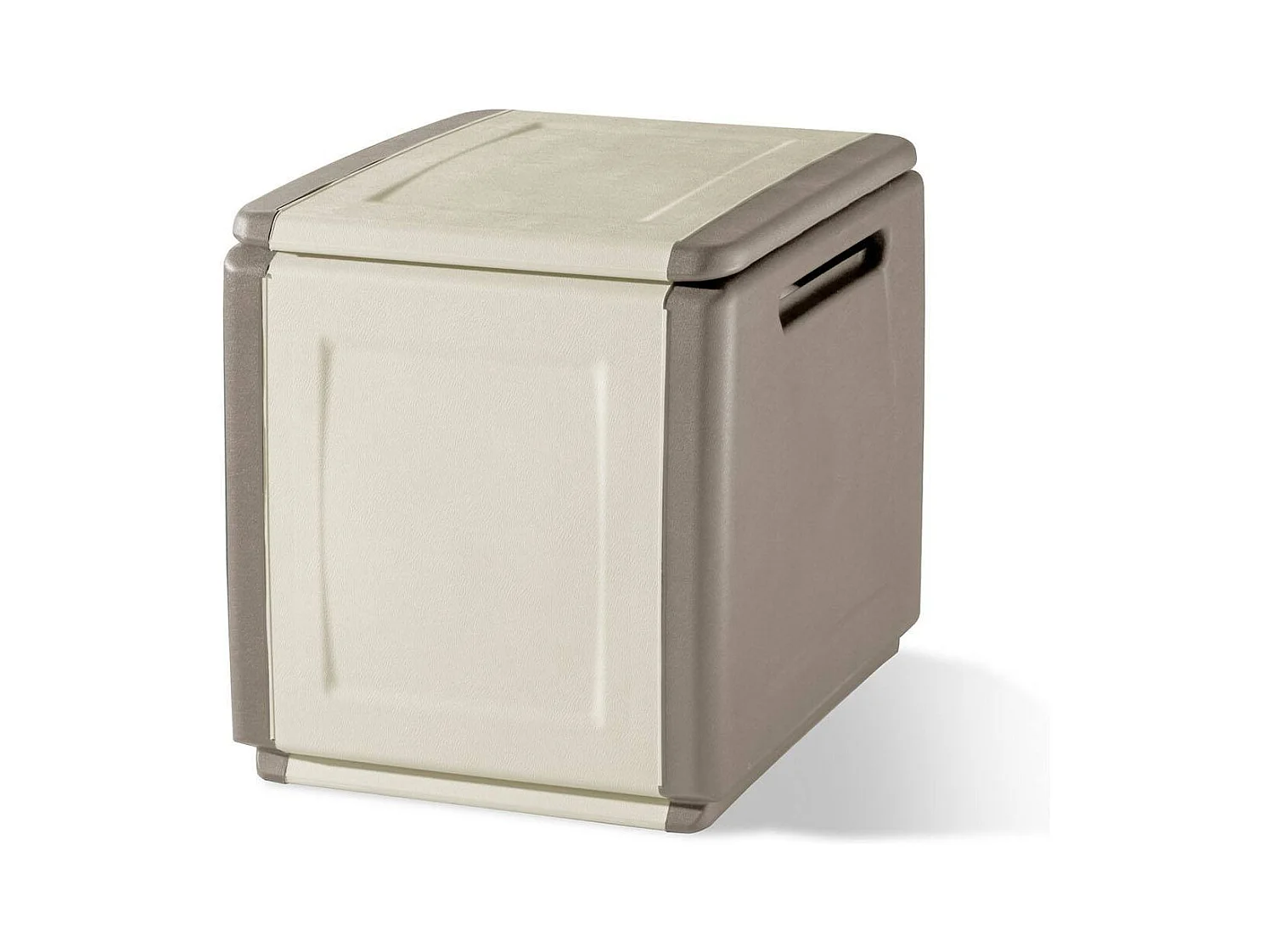 Malle Lille, Coffre polyvalent, Malle de rangement, Boîte de rangement, 100% Made in Italy, 54x53h57 cm, Beige et Marron