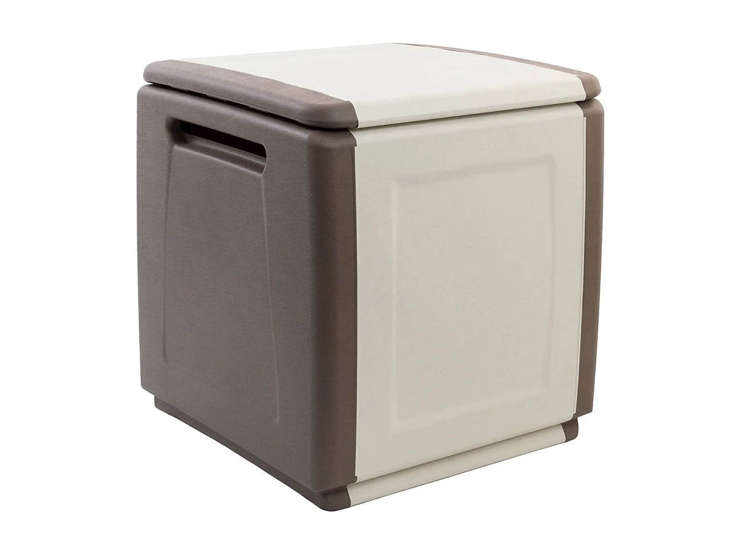 Dbarbier kofferbak, multifunctionele kist, opbergkofferbak, opbergdoos, 100% gemaaktIn Italië, 54x53h57 cm, Beige en Bruin