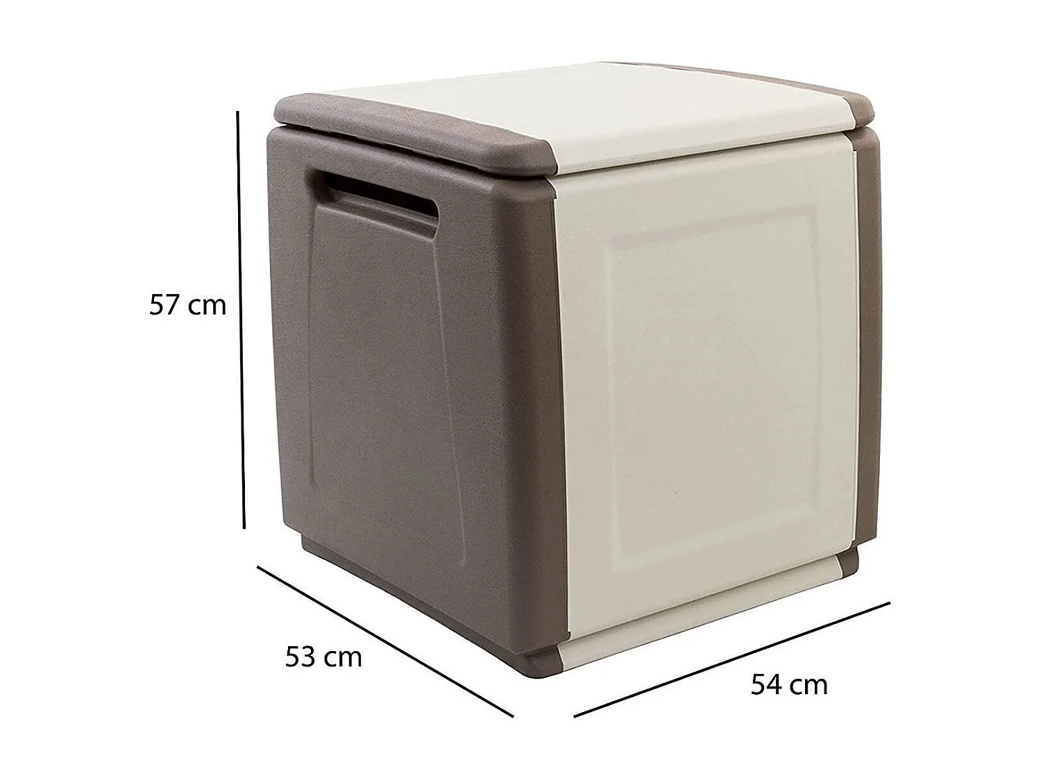 Malle Lille, Coffre polyvalent, Malle de rangement, Boîte de rangement, 100% Made in Italy, 54x53h57 cm, Beige et Marron