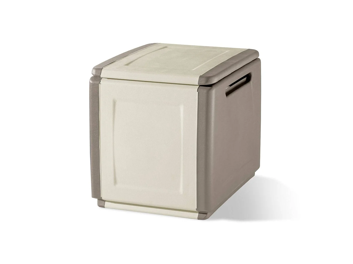 Malle Lille, Coffre polyvalent, Malle de rangement, Boîte de rangement, 100% Made in Italy, 54x53h57 cm, Beige et Marron