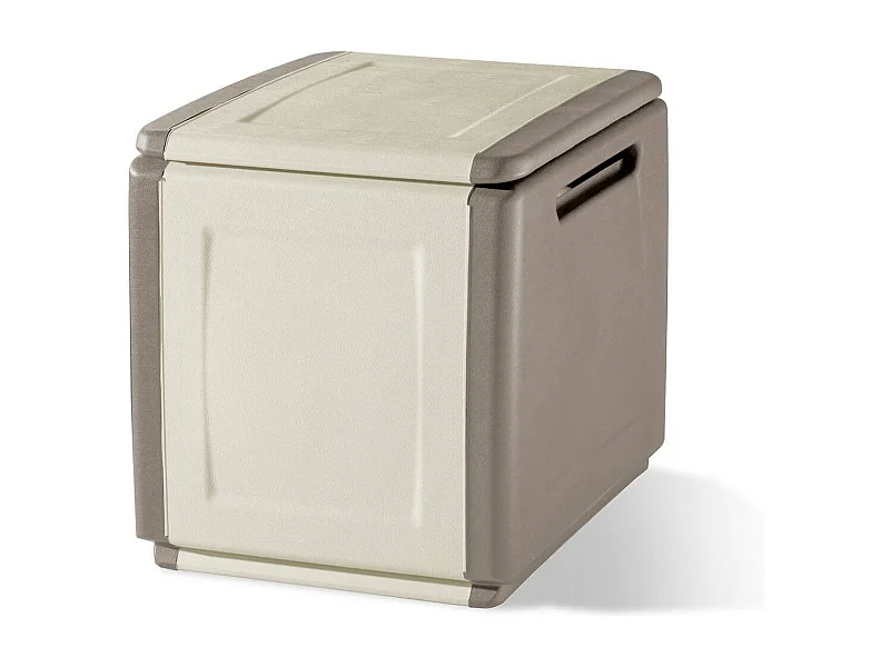 Dbarbier-Koffer, Mehrzwecktruhe, Aufbewahrungskoffer, Aufbewahrungsbox, 100 % Made in Italy, 54 x 53 x 57 cm, Beige und Braun