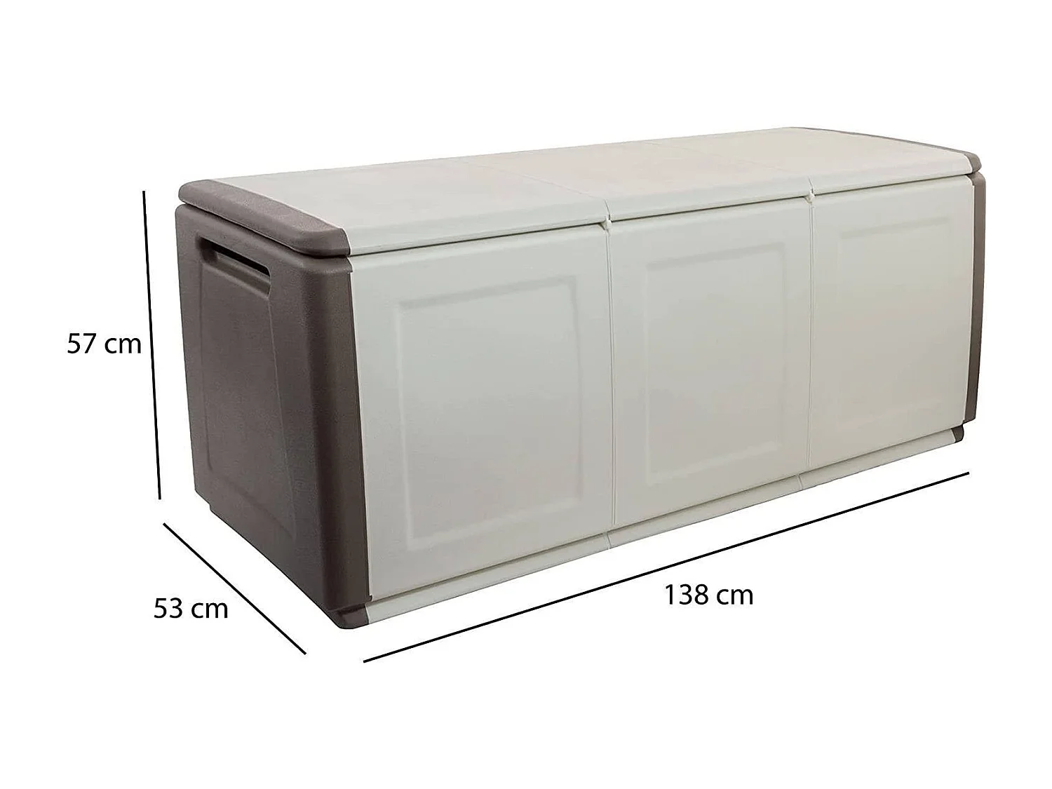 Malle Zele, Coffre polyvalent, Coffre de rangement, Boîte de rangement, 100% Made in Italy, 138x53h57 cm, Beige et Marron