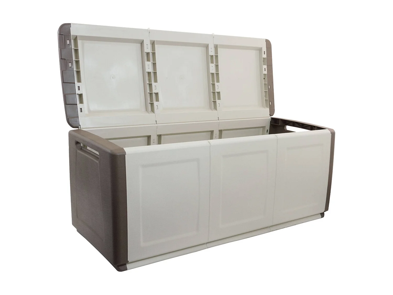 Malle Zele, Coffre polyvalent, Coffre de rangement, Boîte de rangement, 100% Made in Italy, 138x53h57 cm, Beige et Marron