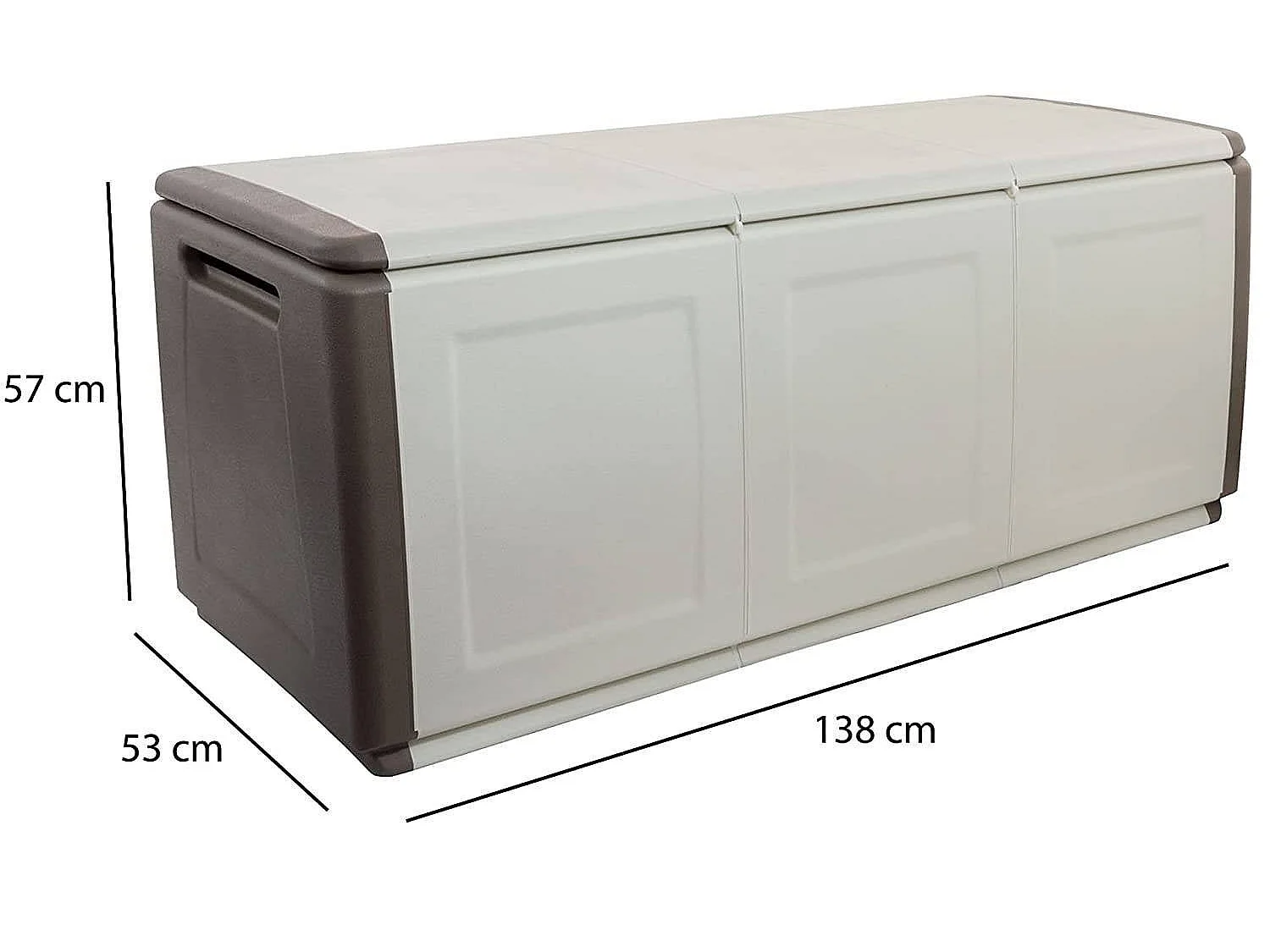 Malle Zele, Coffre polyvalent, Coffre de rangement, Boîte de rangement, 100% Made in Italy, 138x53h57 cm, Beige et Marron