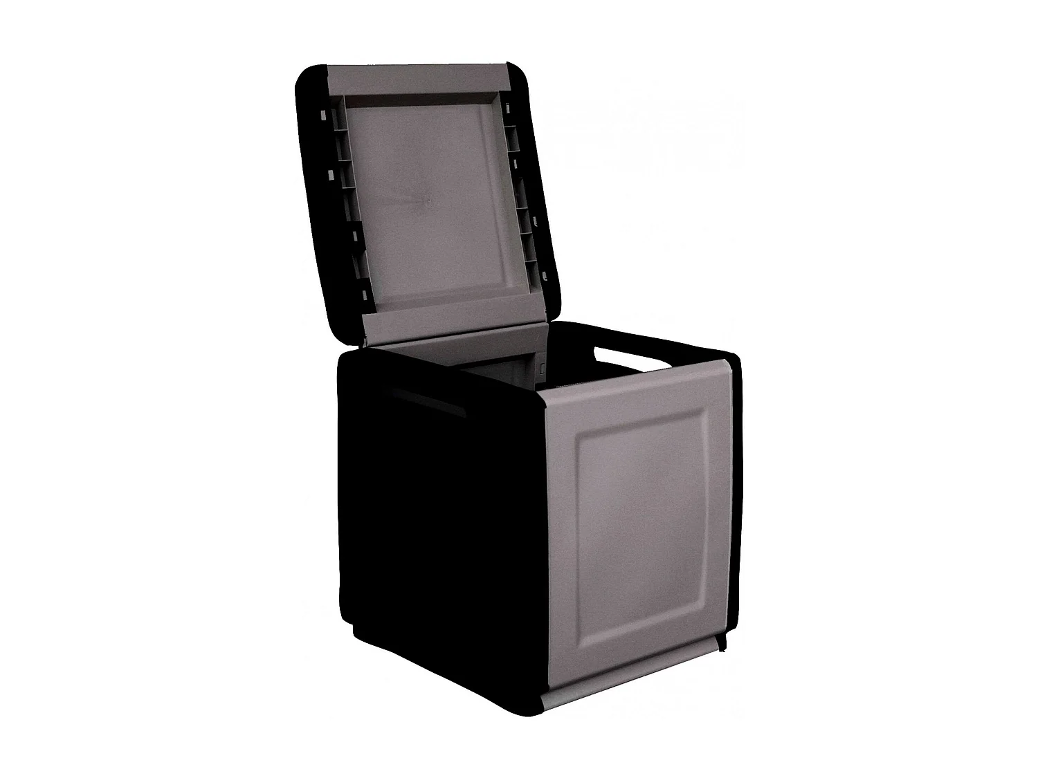 Malle Lille, Coffre polyvalent, Malle de rangement, Boîte de rangement, 100% Made in Italy, 54x53h57 cm, Gris clair et noir