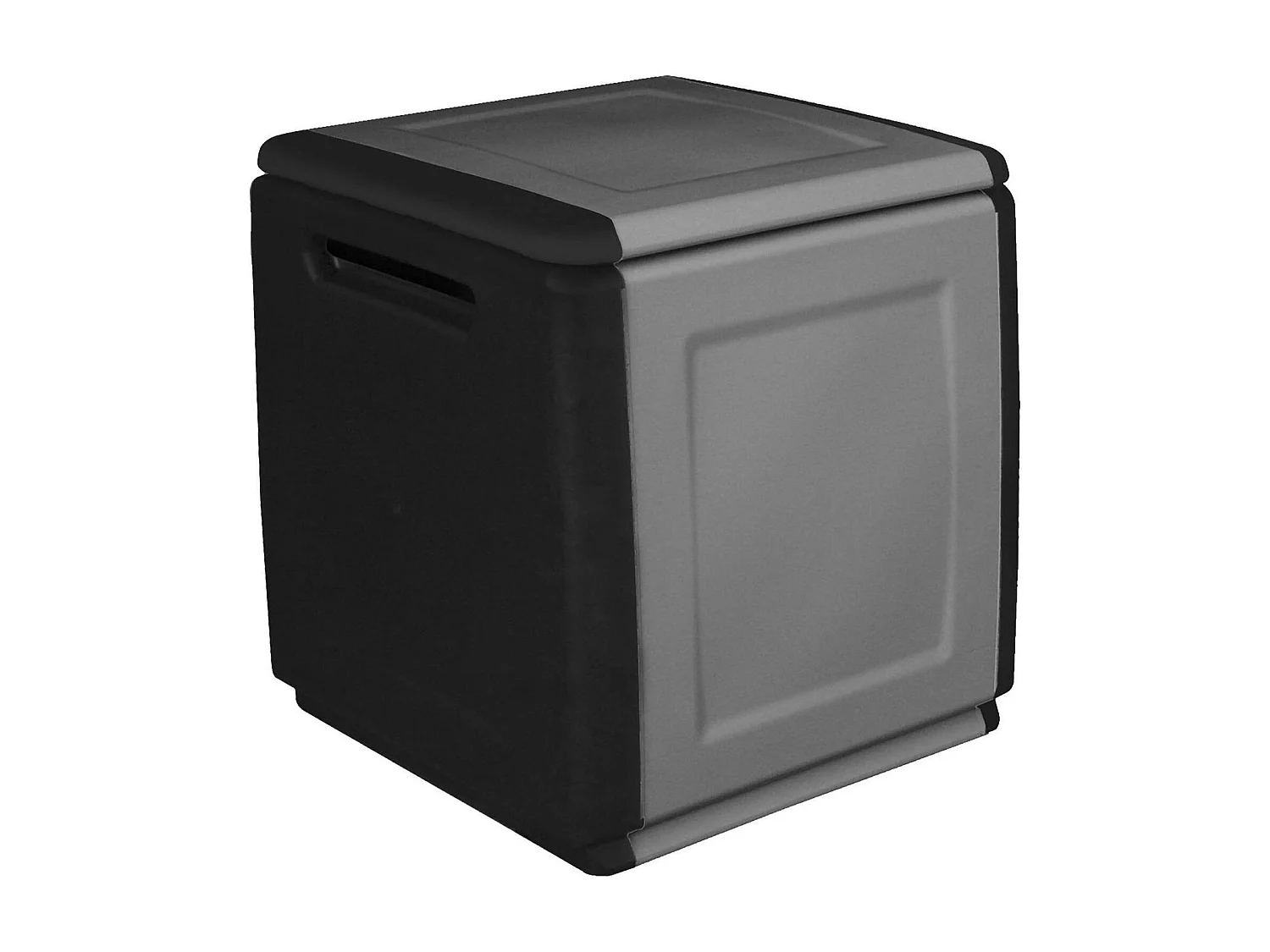 Malle Lille, Coffre polyvalent, Malle de rangement, Boîte de rangement, 100% Made in Italy, 54x53h57 cm, Gris clair et noir