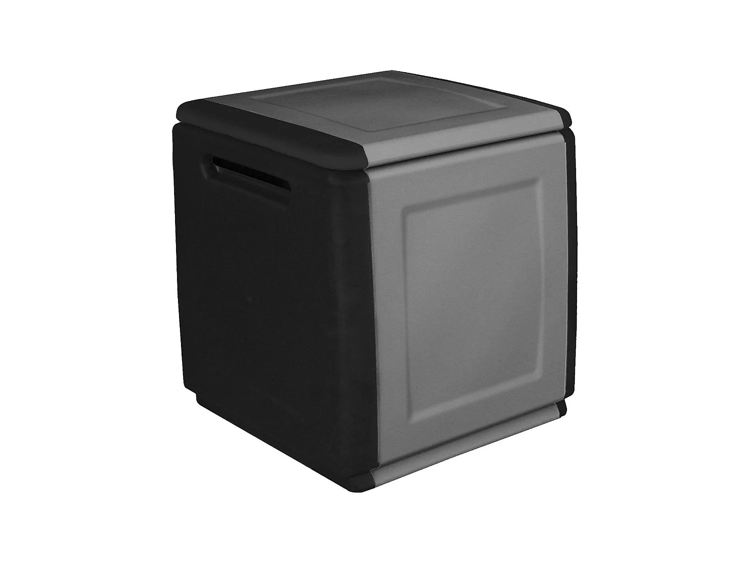 Malle Lille, Coffre polyvalent, Malle de rangement, Boîte de rangement, 100% Made in Italy, 54x53h57 cm, Gris clair et noir