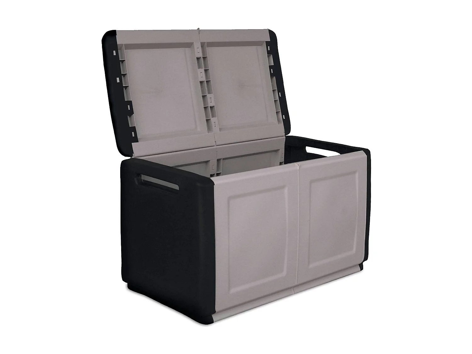 Coffre Brakel, Coffre polyvalent, Coffre de rangement, Boîte de rangement, 100% Made in Italy, 96x53h57 cm, Gris clair et noir