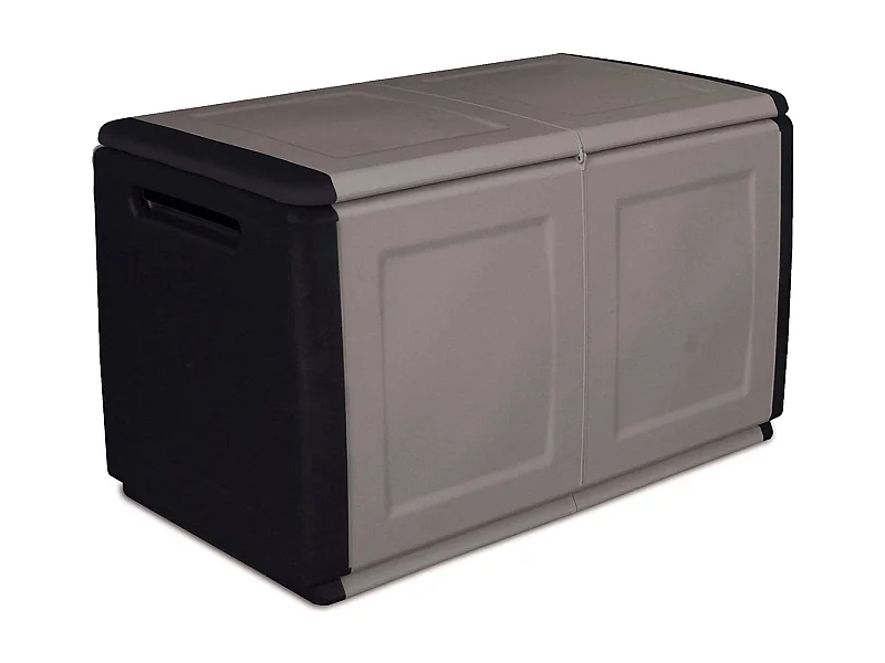 Coffre Brakel, Coffre polyvalent, Coffre de rangement, Boîte de rangement, 100% Made in Italy, 96x53h57 cm, Gris clair et noir