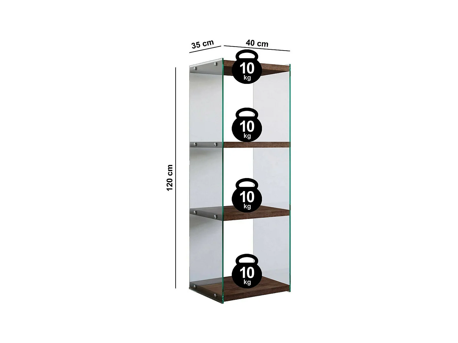 Bibliothèque Protea, Etagère de bureau, Porte-livre mobile, Librairie, 40x35h120 cm, Noyer