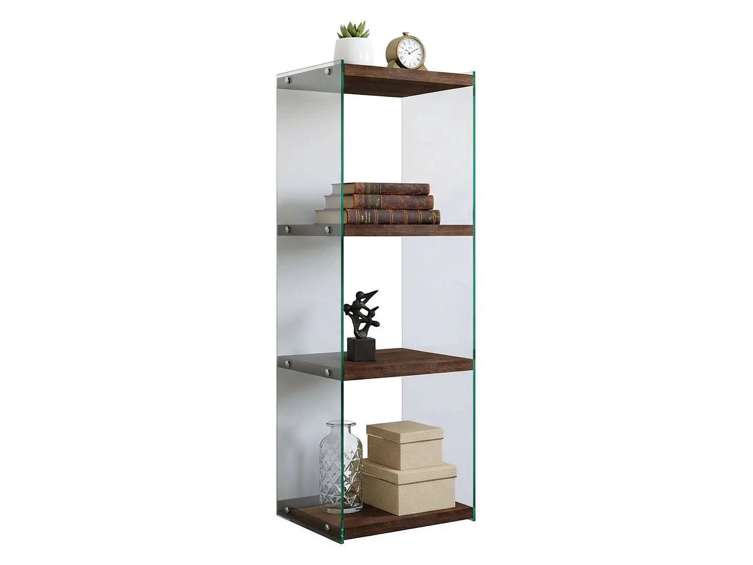 Bibliothèque Protea, Etagère de bureau, Porte-livre mobile, Librairie, 40x35h120 cm, Noyer