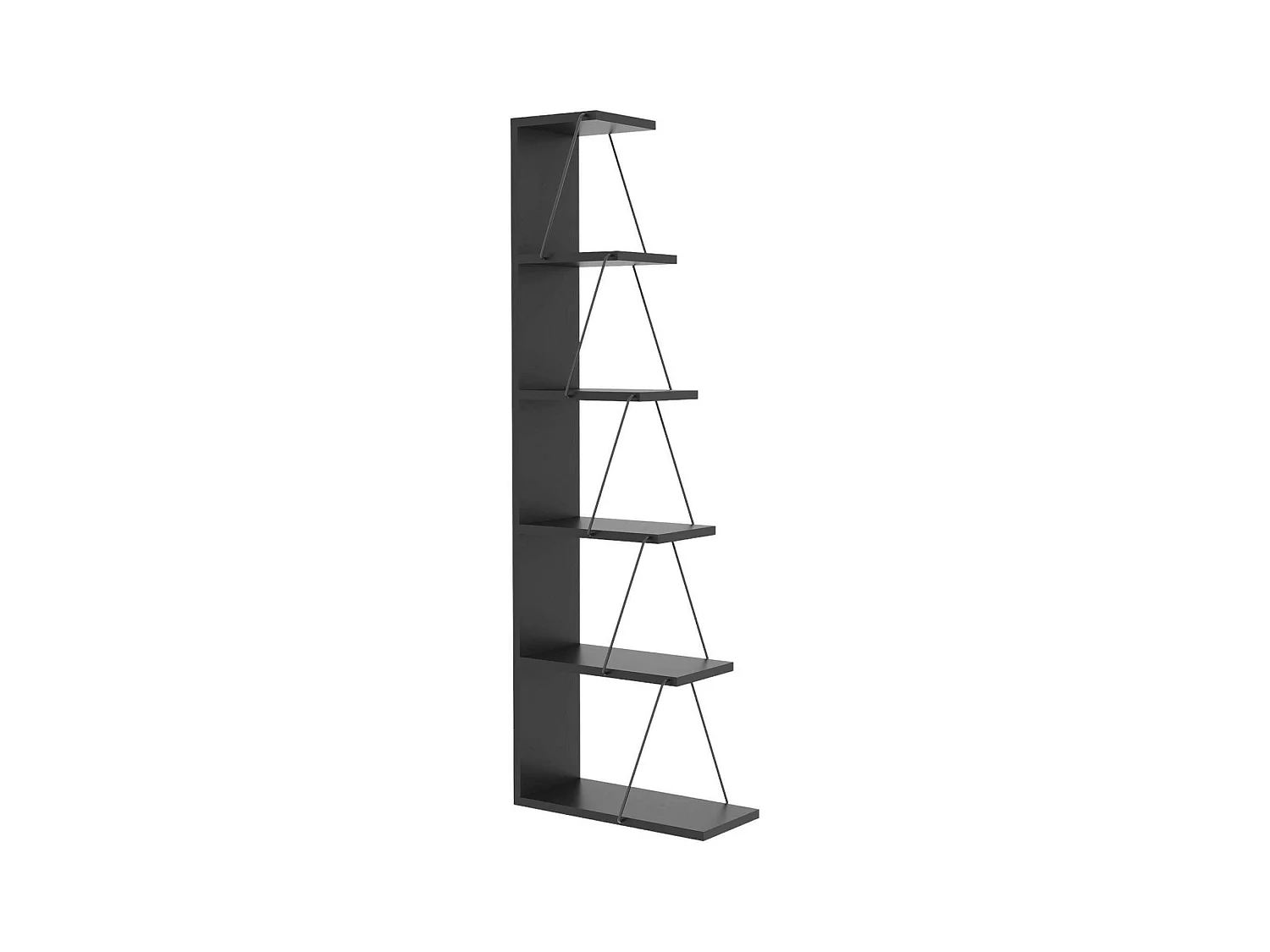 Dpallanc boekenkast, kantoorplank, boekenkast, bibliotheek, 50x22h150 cm, antraciet en zwort