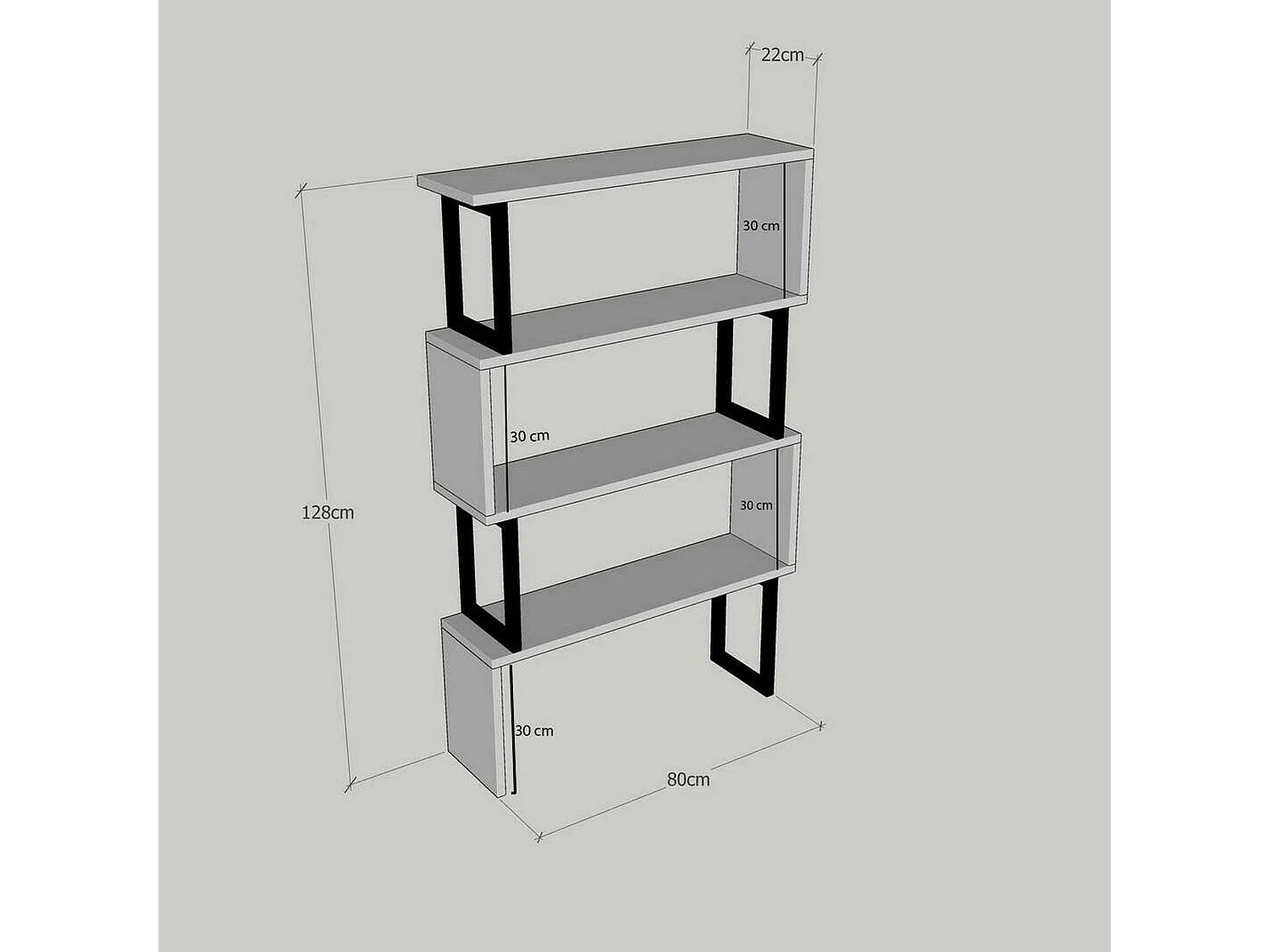 Bibliothèque Wezen, Etagère de bureau, Porte-livre mobile, Librairie, 80x22h128 cm, Noyer