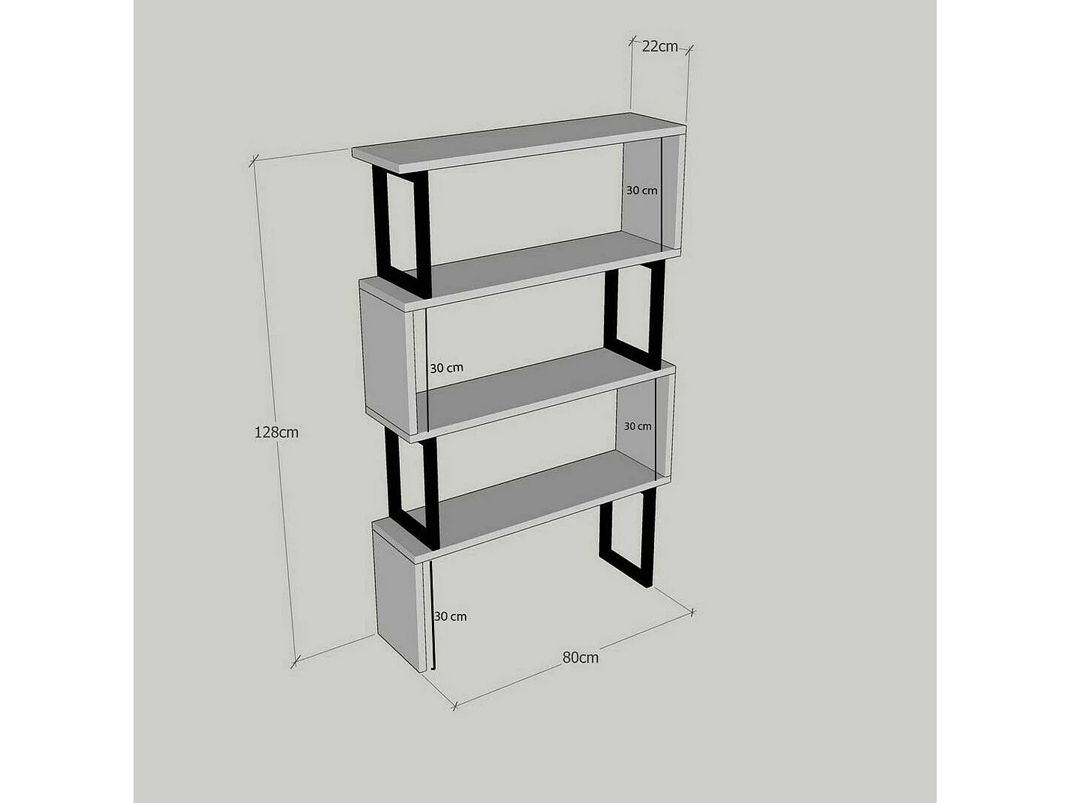 Bibliothèque Wezen, Etagère de bureau, Porte-livre mobile, Librairie, 80x22h128 cm, Noyer