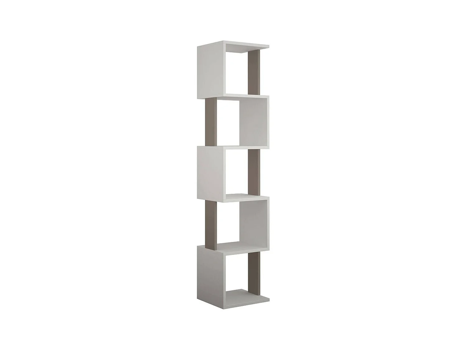 Dadjapon Boekenkast, PlankKantoor, Boekenkast, Bibliotheek, 35x30h161 cm, Wit en Tortora
