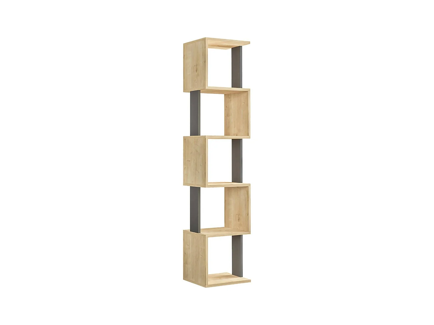 Bibliothèque Aglaia, Etagère de bureau, Porte-livre mobile, Librairie, 35x30h161 cm, Chêne et Anthracite