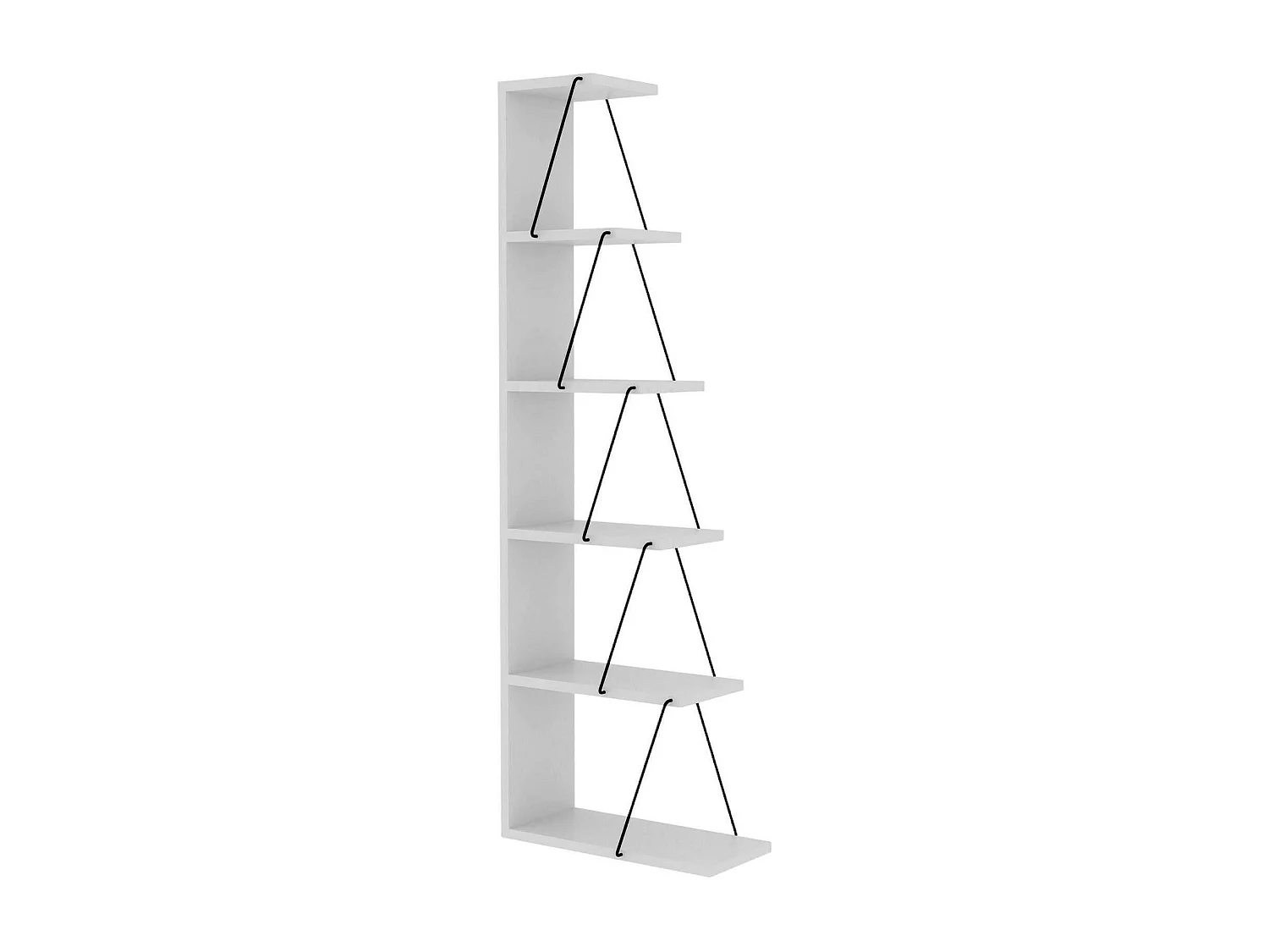 Bibliothèque Mizar, Etagère de bureau, Porte-livre mobile, Librairie, 50x22h150 cm, Blanc et Noir