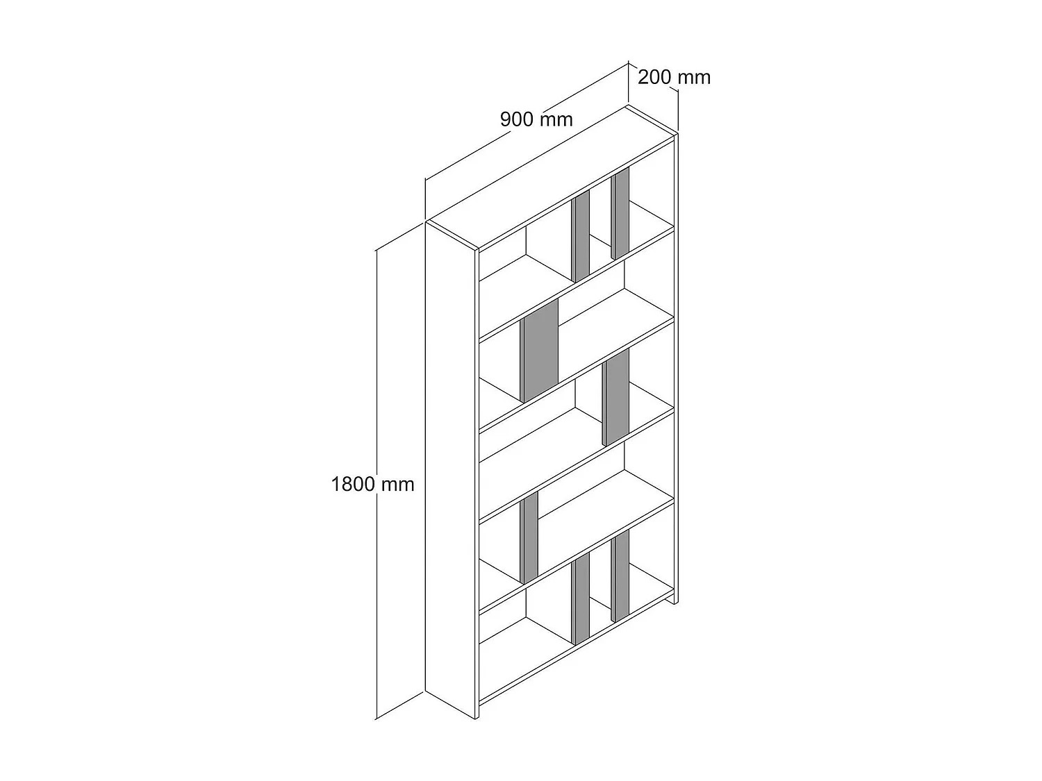 Dbellusc Boekenkast, Kantoorplank, Boekenkast, Bibliotheek, 90x20h180 cm, Walnoot en Wit